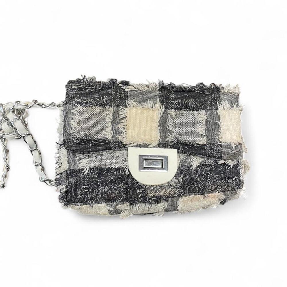 Black and white plaid purse